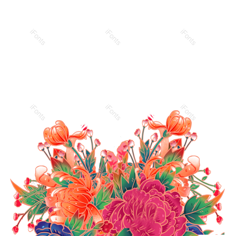 中国风图片,花素材元素,鲜花PNG,卡通花朵免抠素材